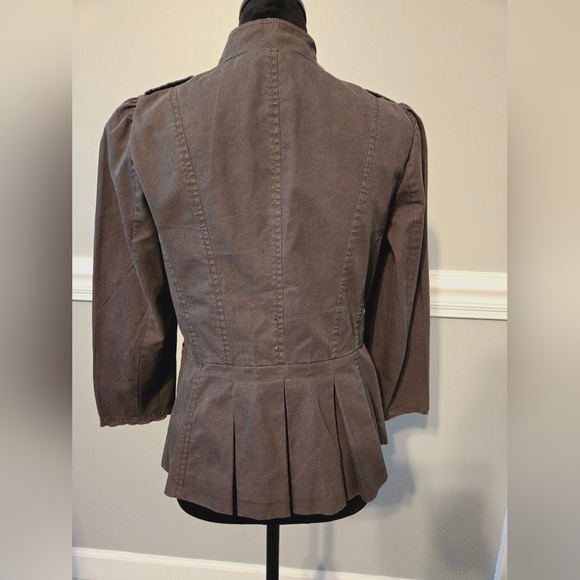 Loft 4 gray peplum ruffle distressed jacket. - Picture 2 of 11